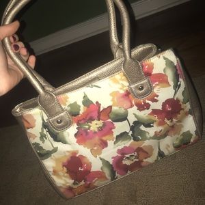 Cute flower print and gold purse